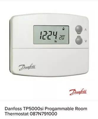 Danfoss TP5000SI PROGRAMMABLE THERMOSTAT HARDWIRED 5/2 DAYCHRONO+BATTERY PWR • £140