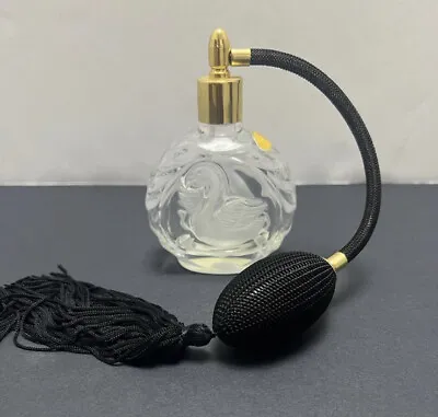 Vintage Refillable Perfume Etched Swan Bottle With Atomizer • $20