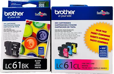 New Genuine Brother LC61 Black Color 4PK Ink Cartridges MFC-255CW MFC-290C • $28.99