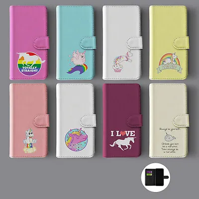 Magic Kawaii Unicorns Rainbow Funny Quotes Leather Wallet Phone Case For Iphone • £9.89