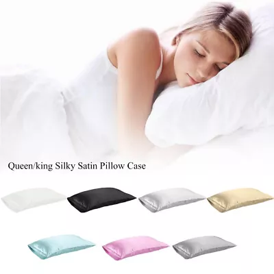 1PC Smooth Satin Silk Pillow Case Cover King / Queen Size Luxury Cushion Cover • $9.51