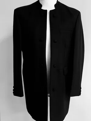 Black Herringbone Nehru Collar Jacket Ex Hire Formal/Races/Wedding 36  - 46  • £44.99