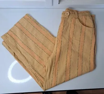 Vintage Kit Cornell Cropped Pants S 6 April Cornell 100% Cotton Peach Gold Blue • $26