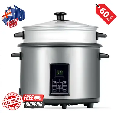 10 Cup Rice Cooker Digital Rice Cooker And Food Steamer Silver |FREE SHIPPING AU • $49.45