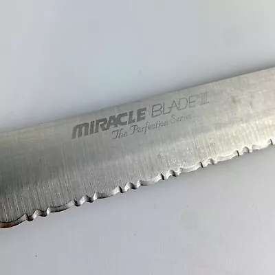 Miracle Blade III 9  ALL PURPOSE SLICER KNIFE Black Serrated Stainless Steel • $12.99