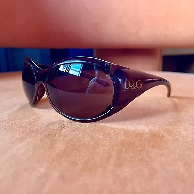 Vintage Y2K Bug Eye Wrap D&G Sunglasses Dolce & Gabbana Clear Brown Oversized • $130