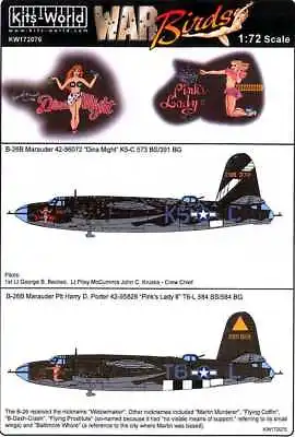 Kits World Decals 1/72 MARTIN B-26 MARAUDER Dina Might & Pink's Lady II • $12.99