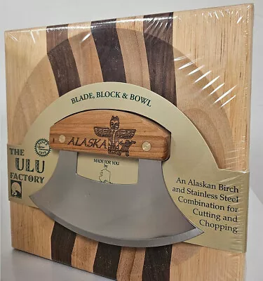 Alaska Ulu Stripe Wood Chopping Bowl-board Totem Pole Eskimo Design Birch Handle • $67.99