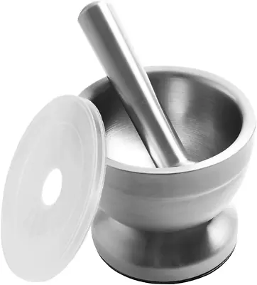 Mortar Pestle Set Spice Grinder Pill Crusher Molcajete Herb Bowl Stainless Steel • $21.99