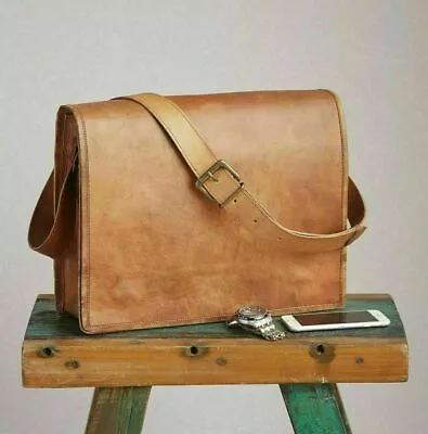 Men's Genuine Leather Briefcase Bag Satchel Vintage Laptop Handmade Messenger • $104.61