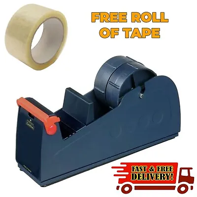 50mm Metal Bench Tabletop Packing Tape Dispenser PLUS FREE Roll Of Packing Tape! • £15.45