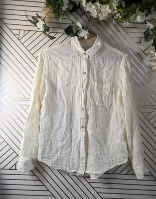Rails Ellis Gauzy Button Front Shirt Women's Lemon Color Cotton Beachy Size Smal • $22.99