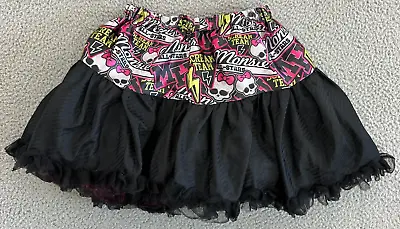 Monster High Skirt Small Tutu Tulle Pink Black Reversible Halloween Gothic Skull • $36.74