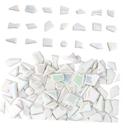 Iridescent Glass Mosaic Tiles For Crafts Bulk200g Stained Glass Mosaic White • $20.25
