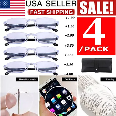 4 PK Mens Unisex Blue Light Blocking Reading Glasses Rectangular Rimless Readers • $8.15