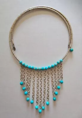 Vintage Sterling Silver And Turquoise Necklace • $45