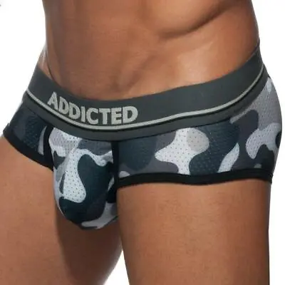 ADDICTED 'Camo Mesh Push-Up' Brief / Underwear Size M/32 Camouflage Gray **NWT** • $40