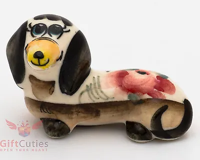 Porcelain DACHSHUND Dog Figurine In Gzhel Pattern Multi Colors Handmade • $7.50