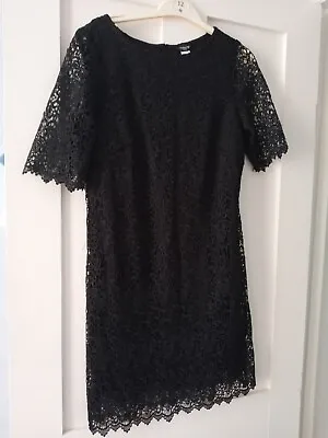 Ladies La Redoute Black Lace Short Sleeved Dress Size 10 - VGC - Worn Once • $12.63