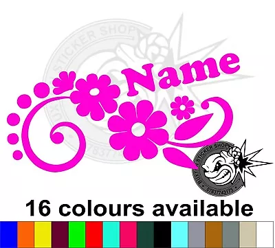 Custom Name Stickers Flower Daisy Vinyl Label Van Lorry  Laptop Car Tablet Game • £2.45