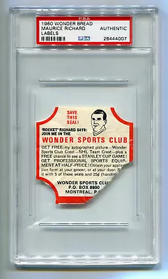 1960 Wonder Bread Labels Maurice Rocket Richard PSA Authentic HOF Graded Hockey • $399.99