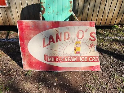 Vintage Land O’ Sun Milk-Cream-Ice Cream Aluminum Advertising Sign (PARTIAL CUT) • $249.99