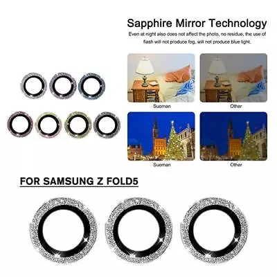 Bling Glitter Alloy Camera Lens Glass Protector For Samsung Z Galaxy 5 Fold Y1R9 • £3.23