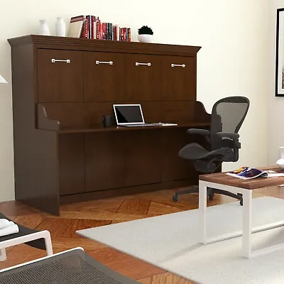 URBAN LOFT  ANDRYA” Full Murphy Wall Bed / Easy Install Walnut W/Desk • $3495