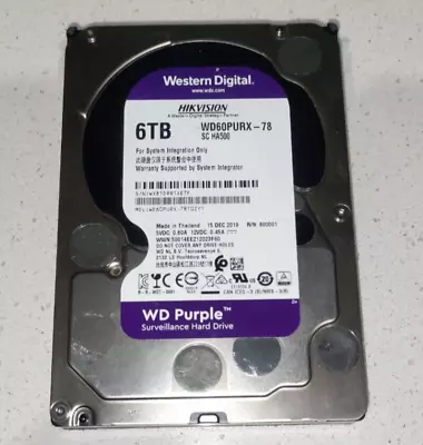 Western Digital Purple 6TB Internal 3.5  Surveillance HDD Hard Drive (WD60PURX) • $199