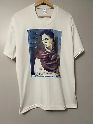 Vintage Frida Kahlo T Shirt Size L Art Rap Tee Keith Haring Monet Escher Dali • $230