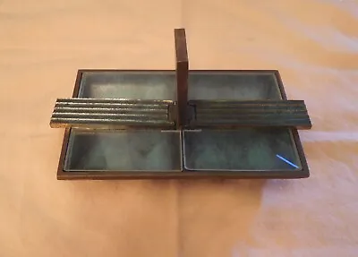 Art Deco Pal Bell Israel Copper Verdigris Two Compartment Box - Seldom Seen • $375