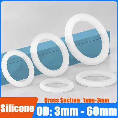 Food Grade O-Ring 1-3mm Cross Section Clear Silicone Rubber O Rings 3mm-60mm OD • £34.55