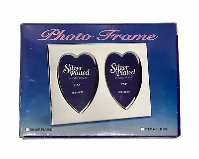 Vintage Double Heart Picture Frame Silver Plated New In Box 3x4” • $14.95