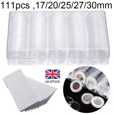 100X Round Coin Cases Clear Plastic Capsules Holder Collection Storage Box 30mm • £10.99