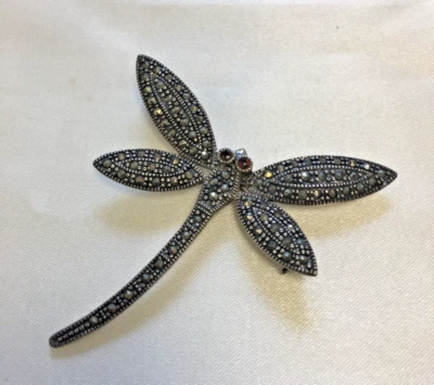 £6.95 • Buy Vintage Silver 925 & Marcasite Brooch Pin Dragonfly 8.9g   J42 O379