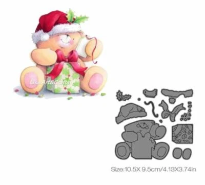 £4.50 • Buy Cute Bear Wearing A Santa Hat & A Sprig Of Holly - Gift Metal Cutting Die (XD57)