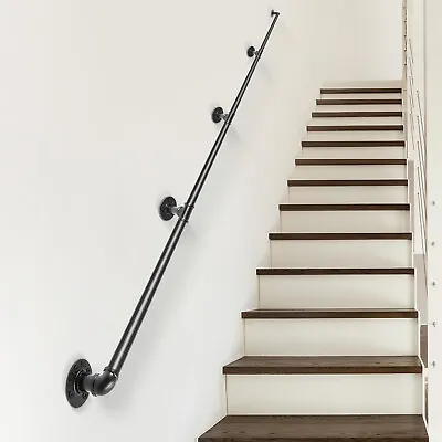 £50.99 • Buy VEVOR Wall Handrail For Stair Rail 13FT Industrial Black Carbon Steel Loft Pipe