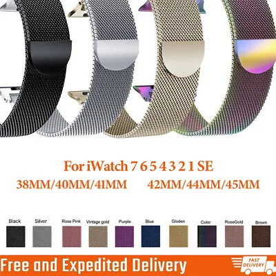 $8.58 • Buy For Apple Watch Series 7 41/45mm Magnetic Milanese Loop Wristwatch Band Strap