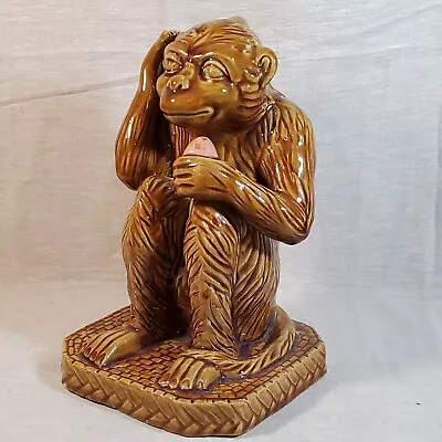 Vintage Large Ceramic  Majolica Monkey  Hear No Evil   • $95