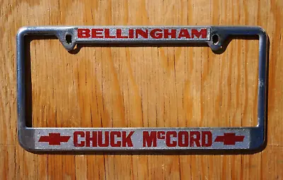 Vintage BELLINGHAM WASHINGTON License Plate DEALER FRAME  CHUCK McCORD CHEVROLET • $35.99