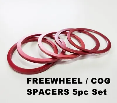 Fixed Gear / Freewheel Cog Spacers Set Of 5pcs (11.522.53mm) 7075 Alloy RED • $16.99