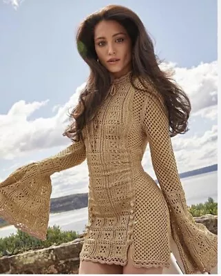 Alice McCall Size 6 Champagne Coast Mini Crochet Dress Gold + Slip • $225