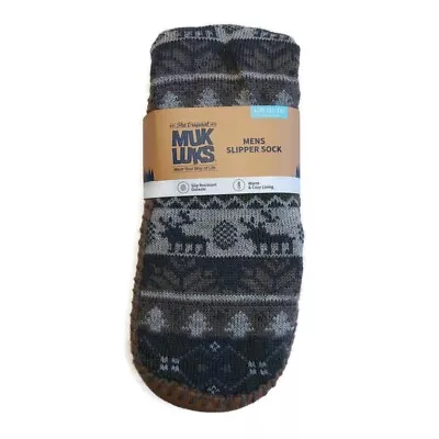 MUK LUKS Mens Slipper Socks Size L/XL Shoe Size 11/13 Moose Tan Warm Comfortable • $20.87