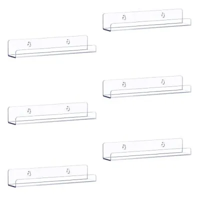 Vinyl Record Shelf Wall Mount 6 Pack 7 Inch Clear Acrylic Album Record Holder Di • $19.32