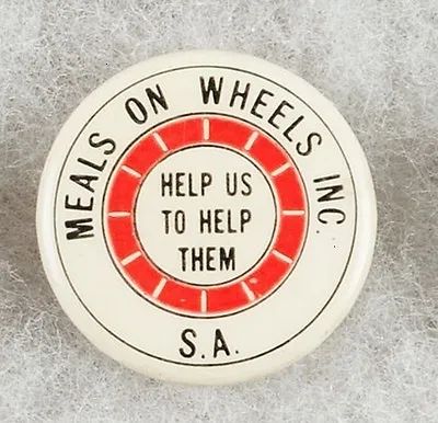 Meals On Wheels Inc S.A.  Help Us To Help Them Pinback Button Badge • $59.99