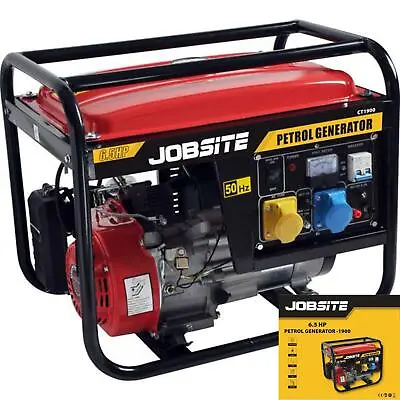 Jobsite 2000W Petrol Portable Camping Generator 4 Stroke 230v 6.5HP Recoil Start • £244.99