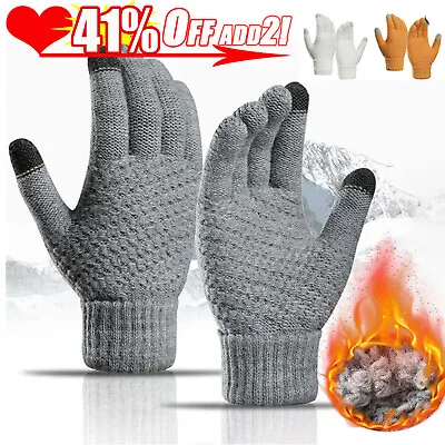 Winter Warm Gloves Windproof Fleece Line Knitted Thermal Waterproof Touch Screen • £3.23