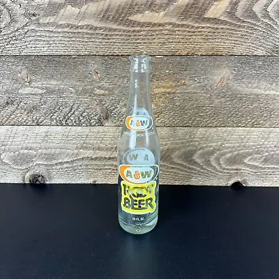 Vintage A&W Root Beer Glass Pop Bottle 10 Fl Oz Soda - Clear W/ ACL Logo - 46 • $18.99
