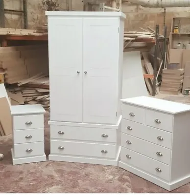 Handmade Aylesbury White 3 Peice Dubble Mirror Bedroom Set ** No Flat Pack** • £499