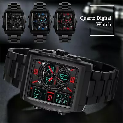 Waterproof Men's LED Digital Watch Quartz Analog Army Military Sport Wristwatch • $13.98